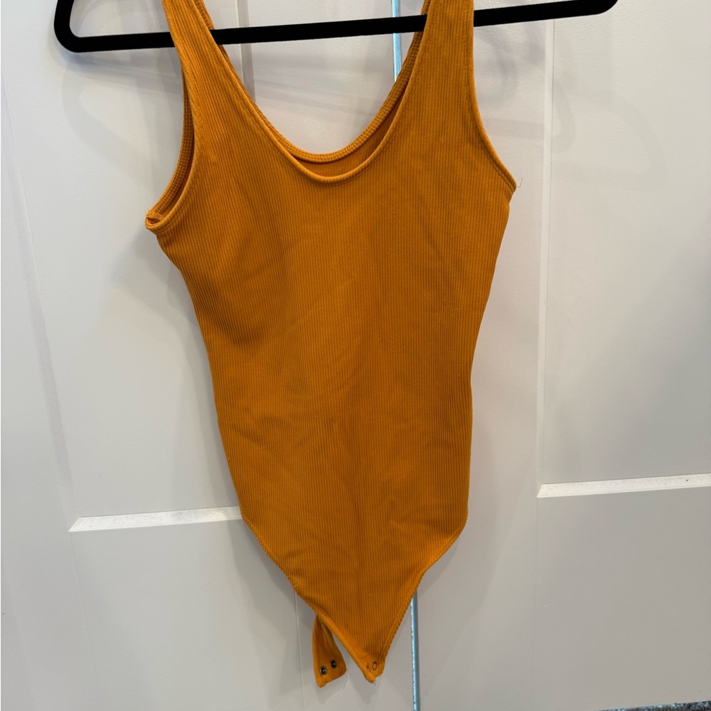 Mustard Yellow Ribbed Bodysuit